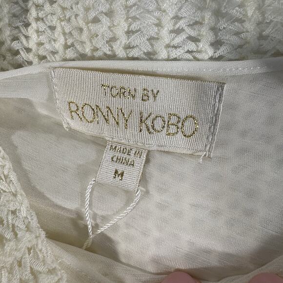 Torn by Ronny Kobo The Kate Dress Knit Sleeveless Bead Accents Color Pearl Sz M - Picture 7 of 13